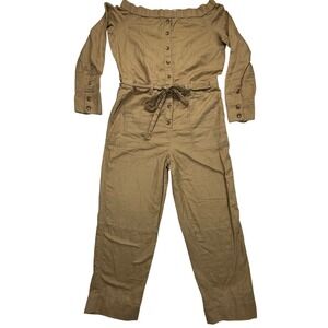 Robert Rodriguez Off Shoulder Jumpsuit Button Front Belted‎ Casual Size 4 READ